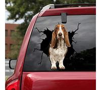 Ocean Gift Adesivi per auto Basset Hound, confezione da 2 adesivi per auto per cani, realistici con basset hound per finestrini auto, serie pareti 41, dimensioni 25,4 x 25,4 cm