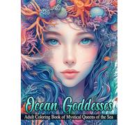 Ocean Goddesses: Adult Coloring Book Features Portraits Of Mystical Sea Queens, Each Adorned With Intricate Facial Designs Resembling Scales, Fins, And Other Aquatic Elements