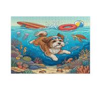 Ocean Havanese, puzzle da immersione con cani per adulti, 500 pezzi, puzzle in legno con cuccioli estivi e costieri, decorazione subacquea per l'intrattenimento domestico