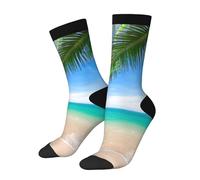 Ocean Image Of A Tropical Island With The Palm Trees And Clear Sea Beach Uomo Donna Calze Running Comodi Calze Trekking Morbido Calzini Sportivi Per Estivi Yoga Corsa