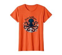 Ocean Intelligence Octopus Art Sea Life Maglietta, Donna, Arancio, M