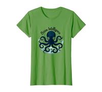 Ocean Intelligence Octopus Art Sea Life Maglietta, Donna, Erba, M