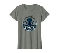 Ocean Intelligence Octopus Art Sea Life Maglietta, Donna, Verde Militare mélange, L