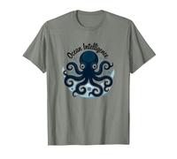 Ocean Intelligence Octopus Art Sea Life Maglietta, Uomo, Verde Militare mélange, M
