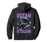 Ocean Is Calling Humpback Whale Life Backprint Felpa con Cappuccio