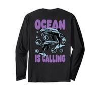 Ocean Is Calling Humpback Whale Life Backprint Maglia a Manica