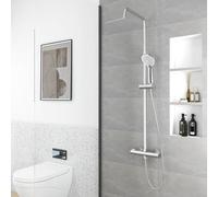 OCEAN ITALY Colonna Doccia con Soffione e Doccetta a Mano, Asta Doccia Regolabile con Rubinetto Termostatico, Miscelatore Doccia Termostatico Antiscottatura, Soffione Doccia Anticalcare con Cromatura