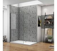 OCEAN ITALY Doccia Walk In 85x200cm in Vetro Temperato Trasparente Anticalcare 8 mm Barra Stabilizzatrice da 90 cm Tagliabile e Telaio Cromato Lucido