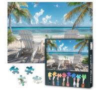 Ocean Jungle Puzzle per adulti 1000 pezzi - Due sedie da spiaggia vuote con vista su oceano chiaro sotto le palme puzzle | puzzle sfidanti 1000 pezzi per relax & Home Decor 27,5" x 19,6"