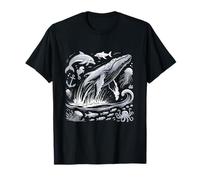 Ocean Life Sea Balena Delfino Beach 90s Abbigliamento Vintage Maglietta