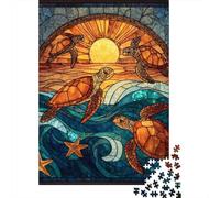 Ocean Life Stained Glass Jigsaw Puzzle Impossible 1000 Pezzi Decorazione Per La Casa. Rilassamento E Intelligence Per Adulti E Ragazzi Da 14 Anni 38x26cm/1000pcs