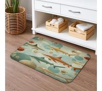 Ocean Life, Tappetino da bagno ad asciugatura rapida, con pesci colorati e conchiglie, assorbente, antiscivolo, in flanella costiera, lavabile, per bagno, WC, decorativo, 50 x 81 cm