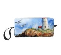 Ocean Lighthouse Borsa per il trucco resistente all'acqua da viaggio organizer per articoli da toeletta per donne e uomini Custodia per cosmetici mare con cerniera piccola borsa portatile per attrezzi