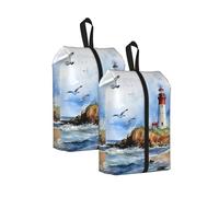 Ocean Lighthouse, borsa per scarpe da viaggio, resistente all'acqua, con manico con cerniera, custodia leggera per valigia e palestra, si ripiega piatta per l'imballaggio, Faro dell'Oceano, 22 x 12 x