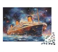 Ocean Liner-Vintage Maritime Painting 1000 Piece Educational Game Titanic Ship for Adults Teens Premium 100% Recycled Board 52x38cm/1000pcs