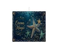 Ocean Magic, tappetino scolapiatti per bancone della cucina, con stella marina, assorbente, in microfibra, per bancone della cucina, decorazione per la casa, 40,6 x 45,7 cm