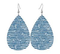 Ocean on Striped Earrings for Women, Colorful Teardrop Leather Earring for Women Trendy, Tear Drop Earrings Jewelry