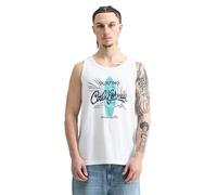 Ocean Pacific Uomo Whitewash Singlet, Bianco/Blu Navy, M