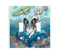 Ocean Papillon, piastra decorativa per interruttore della luce per immersioni con cani, 2 gang, doppia levetta, piastra elettrica subacquea per camera da letto