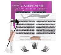 Ocean Pearl Cluster Lashes OP01 - Set di 120 extension per ciglia, 10-16 mm, naturali, kit di extension per ciglia singole, con Super Bond+Seal+Tweezer-OP01
