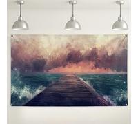 Ocean Pier - Sfondo da parete con paesaggio marino da sogno per fotografia, sfondo rustico costiero per feste ed eventi estivi, 180 x 109 cm