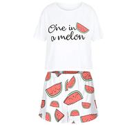 Ocean Plus Donna Estivo Pigiama a Maniche Corte Stampa Digitale Casual Abbigliamento per la Casa Pigiama a Due Pezzi Set di Pantaloncini e Magliette (L (EU), Angurie)