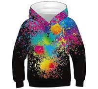 Ocean Plus Felpa con Cappuccio per Ragazzi Colorati per Bambini Pullover a Maniche Lunghe Pullover con Stampa Digitale Unisex (L (Körpergröße: 145-150cm), Inchiostro Multicolore)