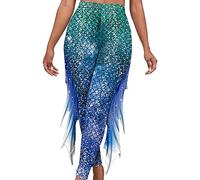Ocean Plus Leggings con Stampa Digitale da Donna Pantaloni Stampati Pantaloni a Sirena (M, Squame di Pesce Verde-Blu)