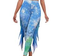 Ocean Plus Leggings con Stampa Digitale da Donna Pantaloni Stampati Pantaloni a Sirena (S, Squame di Pesce Azzurre)