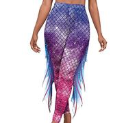 Ocean Plus Leggings con Stampa Digitale da Donna Pantaloni Stampati Pantaloni a Sirena (XL, Squame di Pesce Viola)