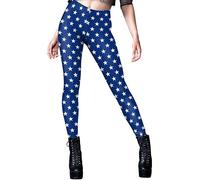 Ocean Plus Pantaloni Skinny da Donna Camouflage Stampa Digitale Leggings Sport Stelle Stampa a Righe Pantaloni da Yoga Leggings Sottili Casual (S, Stelle Blu)