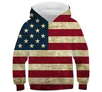 Ocean Plus Ragazza Felpa con Cappuccio per Bambini con Stampa Digitale con Tasca a Marsupio Gatto Unisex con Cappuccio (11-12 anni/145-155 cm, Bandiera degli Stati Uniti)