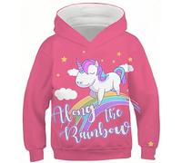Ocean Plus Ragazza Felpa con Cappuccio per Bambini con Stampa Digitale con Tasca a Marsupio Gatto Unisex con Cappuccio (7-8 anni/125-135 cm, Unicorno Arcobaleno)