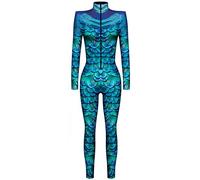 Ocean Plus Tuta da Donna con Scheletro di Halloween Stampa Digitale Taglio Sottile a Maniche Lunghe Monoblocco Collant (L, Modello di pavone blu viola)