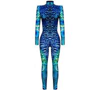 Ocean Plus Tuta da Donna con Scheletro di Halloween Stampa Digitale Taglio Sottile a Maniche Lunghe Monoblocco Collant (S, Modello di pavone)