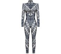 Ocean Plus Tuta da Donna con Scheletro di Halloween Stampa Digitale Taglio Sottile a Maniche Lunghe Monoblocco Collant (L, Motivo serpente in bianco e nero)