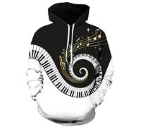 Ocean Plus Uomo Stampa Animali Felpa con Cappuccio Manica Lunga Galassia Motivo Natale Maglieria Cranio Halloween Abbigliamento specifico Felpa (L/XL (Torace: 114-134CM), Riduzione per Pianoforte)