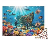 Ocean Puzzle Wreck Puzzle 1000 Pezzi Carta Riciclata Underwater Treasure Hunt Puzzles for Adults Fun And Stimolante Gioco Di Famiglia Holiday Blessings Regalo for Uomini 70x50cm/1000 pezzis
