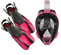 Ocean Reef Aria Qr Duo Viaggi Pronto Maschera/Pinne Set Diving, Snorkeling Rosa