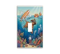 Ocean Rhodesian Ridgeback Dog Diving Piastra di copertura decorativa per interruttore della luce 1 gang interruttore singolo, piastra elettrica costiera per cuccioli estivi, stampa subacquea piastra