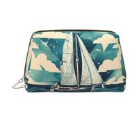 Ocean Sailboat - Custodia per trucco portatile, con stampa di barca a vela, spaziosa borsa per articoli da toeletta progettata per pennelli e articoli da, Oro, One Size