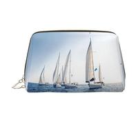 Ocean Sailing PVC Leather Makeup Bag Cosmetic Pouch Travel Organizer Toiletry Clutch, Oro, One Size