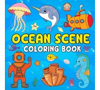 Ocean Scene Coloring Book for Adults and Kids: 50 Simple Designs for Relaxation with Sea Life