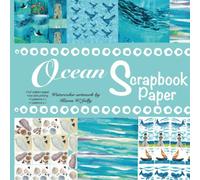 OCEAN SCRAPBOOK PAPER - 6 Designs, 16 pages, Single Sided - Original Watercolor ArtWork Designs - Great for Scrap Books, Origami, Decoupage, Junk ... Sailboats, Seashells, and Underwater Scene