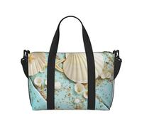 Ocean Sea Beach Seashells Starfish Blue Print Carry On Overnight Bag,Travel Duffel Bag,Personal Item Bag,per Viaggi, Palestra Sport Weekender, Nero , Taglia unica
