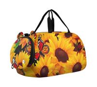 Ocean Sea Creatures Blue Carry on Duffel Bag per ragazzi Weekend Duffel Pernottamento Ragazze Duffle Bags Travel Tote Bagagli Bambini Sport, Girasoli vibranti Monarch Dark, classico