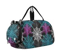Ocean Sea Creatures Blue Carry on Duffel Bag per ragazzi Weekend Duffel Pernottamento Ragazze Duffle Bags Travel Tote Bagagli Bambini Sport, Bianco Blu Viola Ragnatele Nero, classico