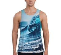 Ocean Sea Wave Print - Gilet da allenamento da uomo, ad asciugatura rapida, traspirante, da palestra, spiaggia, sport, abbigliamento casual quotidiano, Nero , L
