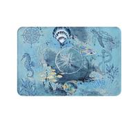 Ocean Sealife - Tappeto da bagno nautico sottomarino, tappetino da bagno con spiaggia costiera, antiscivolo, lavabile, assorbente, per camera da letto, cucina, sala da pranzo, lavanderia, soggiorno e