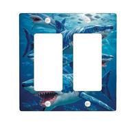Ocean Shark Placca di copertura per interruttore della luce/outlet, Blue Marine Life per la cameretta dei bambini, piastre da parete in termoplastica, doppio bilanciere di dimensioni standard